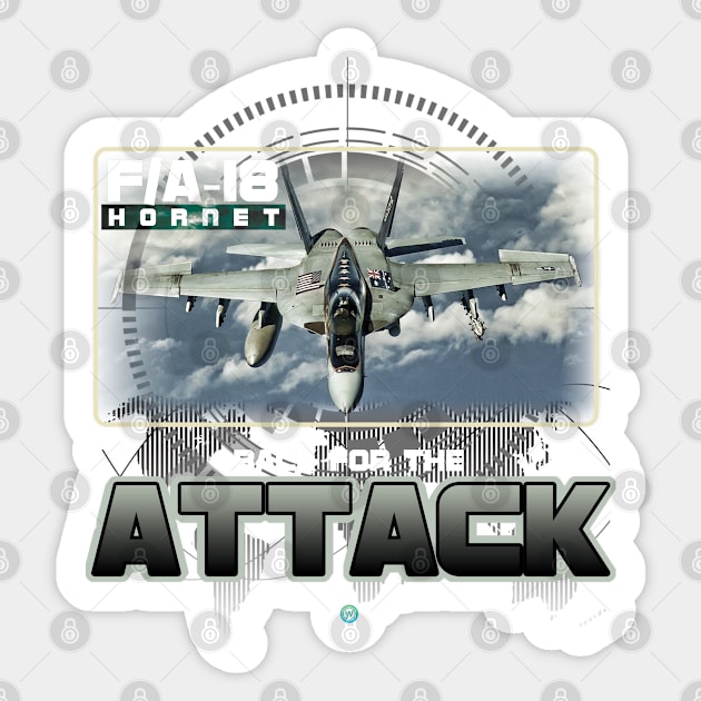 F/A18 Super Hornet  Airforce Pilot Gift Modern Warbird back for the Attack Sticker by woormle